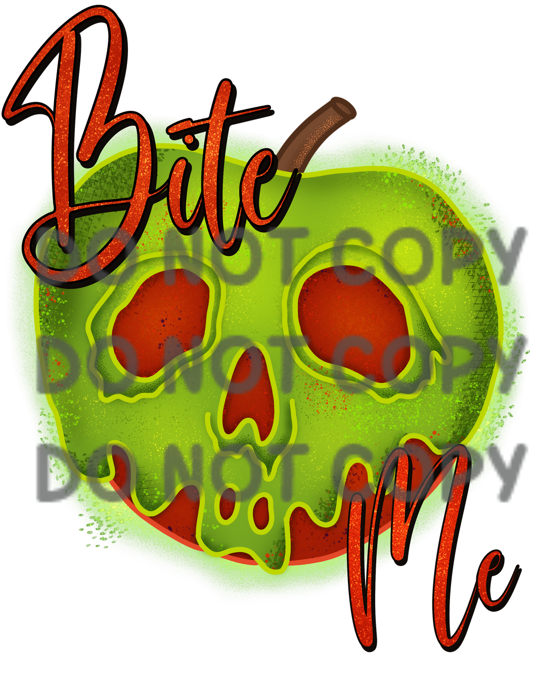 Bite Me Toxic Apple Skull Halloween Sublimation Transfer