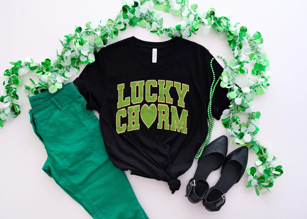 Lucky Charm Faux Chenille Letters TRANSFER