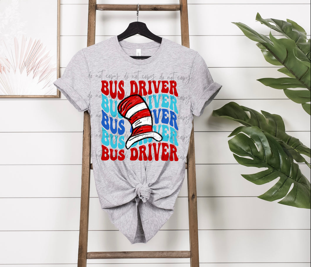 Crazy Cat Hat Bus Driver Stacked TRANSFER