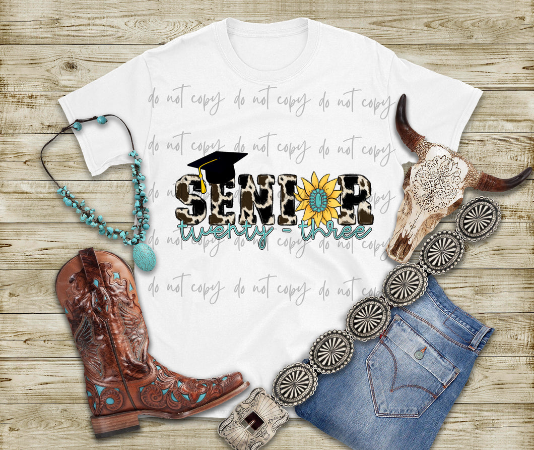 Senior 2023 Cow Print & Sunflower TRANSFER