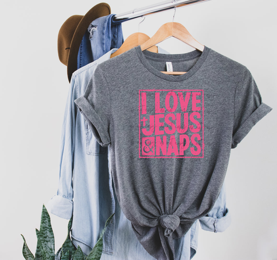 I Love Jesus & Naps Pink TRANSFER