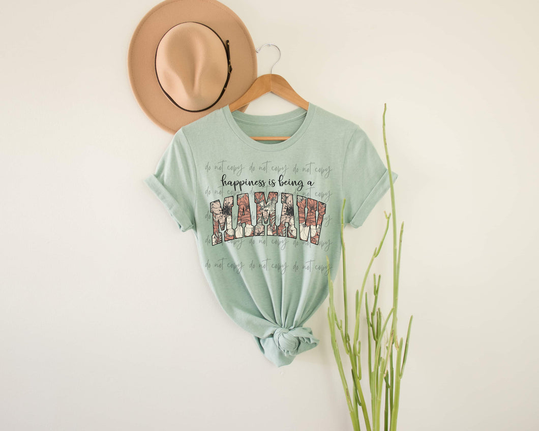 Happiness Is Being A Mamaw Floral TRANSFER