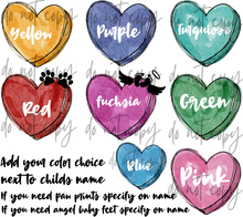 Load image into Gallery viewer, This Mama(Pick your name) Wears Her Heart On Her Sleeve Candy Heart CUSTOMIZED SUBLIMATION  TRANSFER
