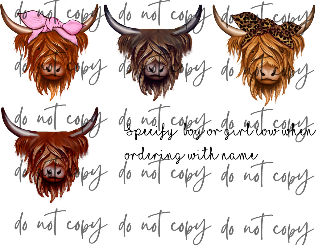 EXTRA HIGHLAND COWS 3'' DTF TRANSFER