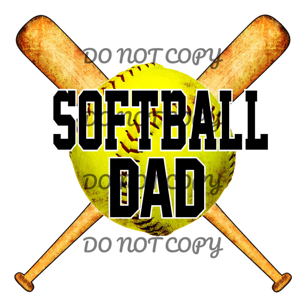 Softball Dad Bats and Ball Sublimation Transfer