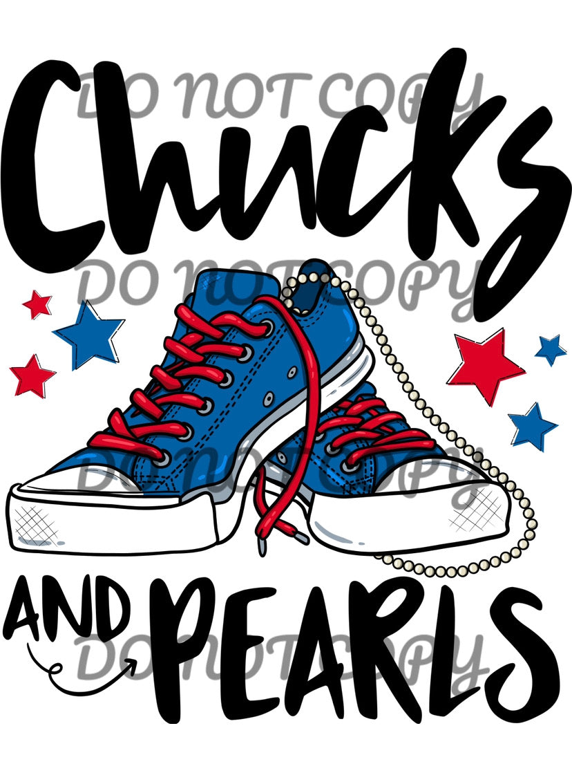 Chucks and Pearls Red Blue Sublimation Transfer