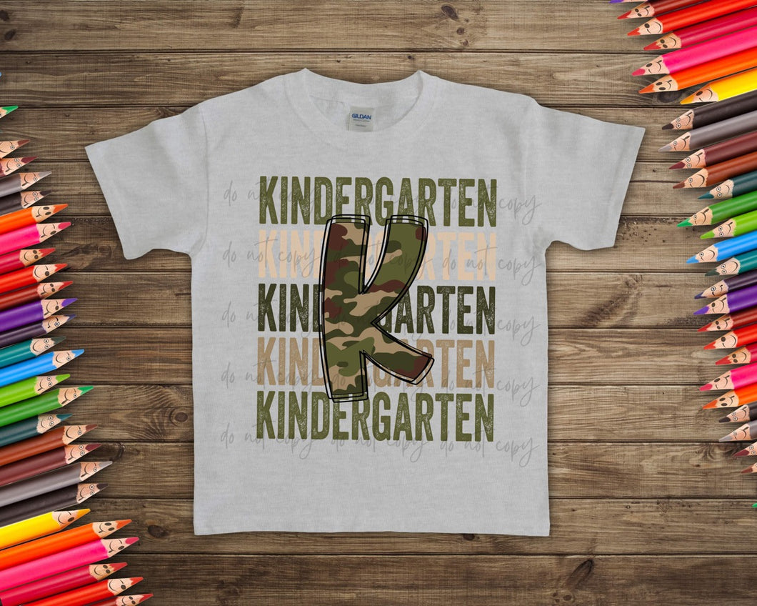 Kindergarten Camo Stacked TRANSFER