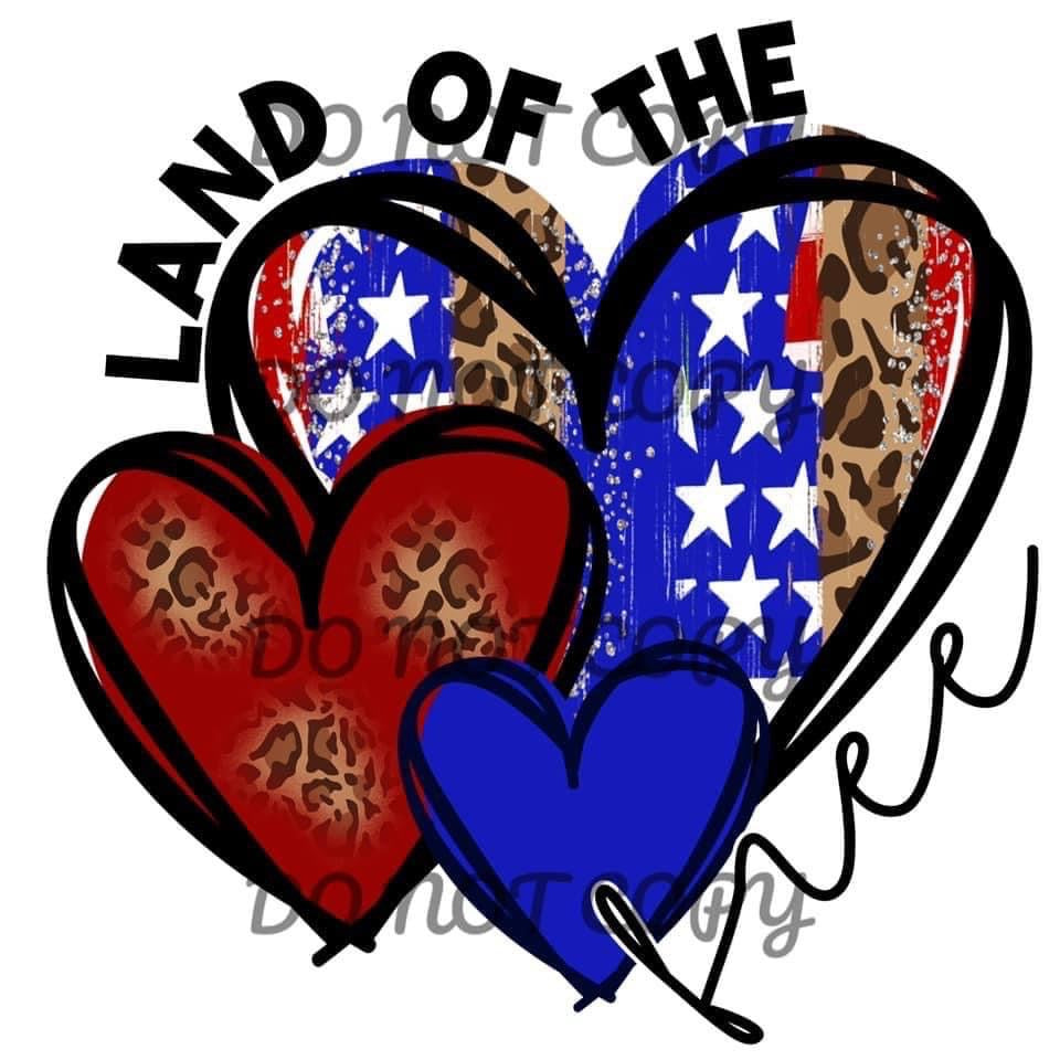 Land Of The Free RB Leopard Heart Trio Sublimation Transfer
