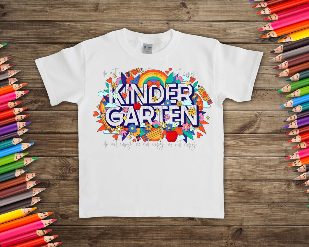 Kindergarten Retro Floral Rainbow TRANSFER