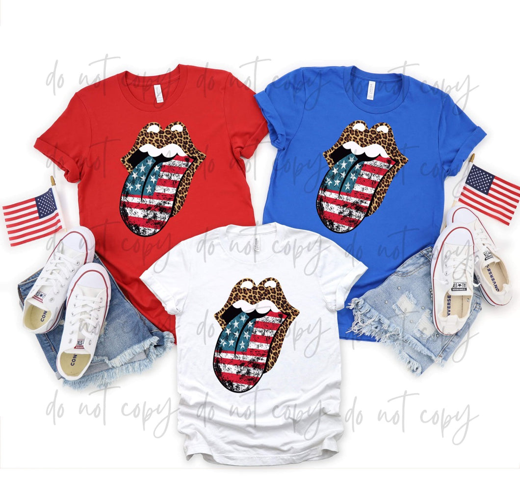 Patriotic Leopard Tongue HIGH HEAT SOFT SCREEN