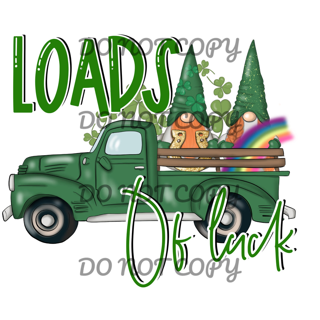 Loads Of Luck Truck Gnomes Sublimation Transfer