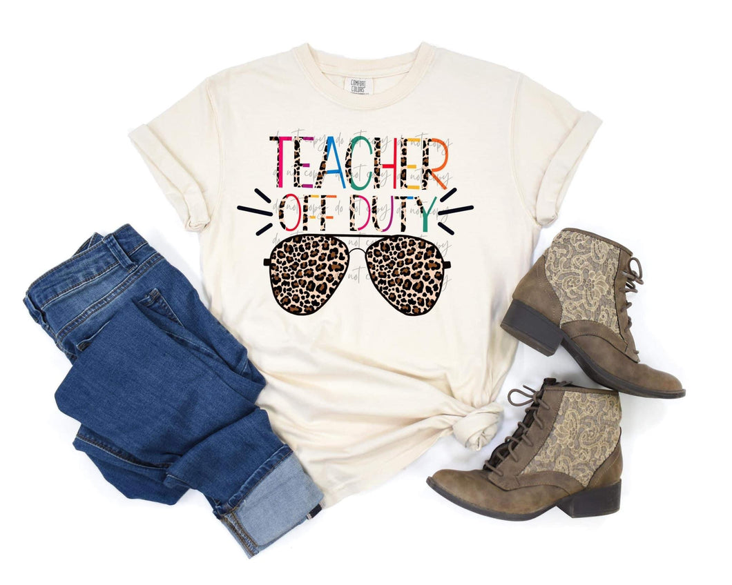 Teacher Off Duty Leopard Glasses TRANSFER