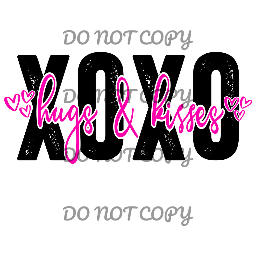 Valentines Black Pink xoxo hugs & kisses Sublimation Transfer
