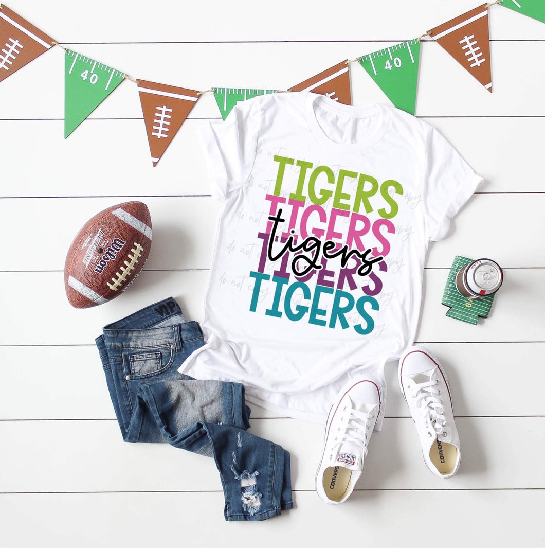 Colorful Tigers Stacked TRANSFER