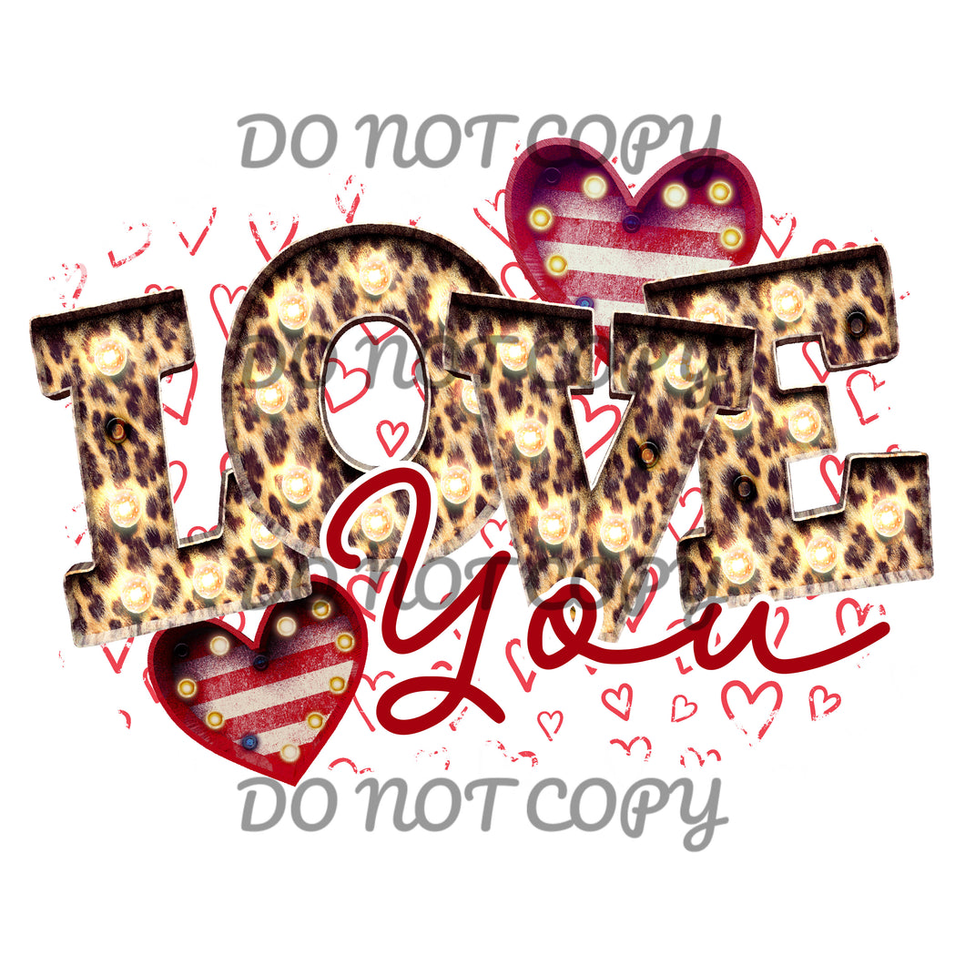 Valentines Leopard Red Love You Sublimation Transfer