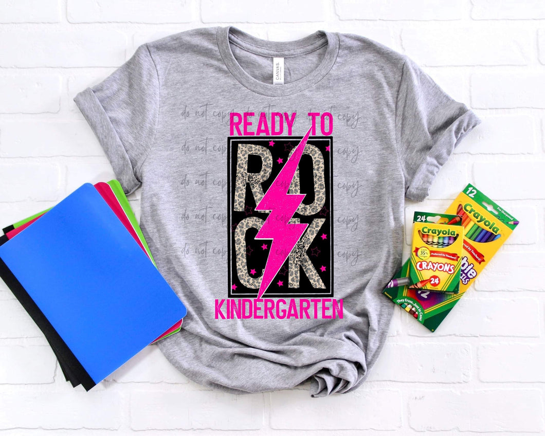 Ready To Rock Kindergarten  Leopard Pink Bolt TRANSFER