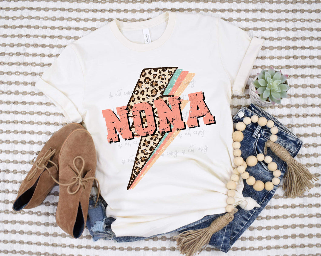 Nona Leopard Peach Bolt TRANSFER – Sassy Sublimation & Screen Prints