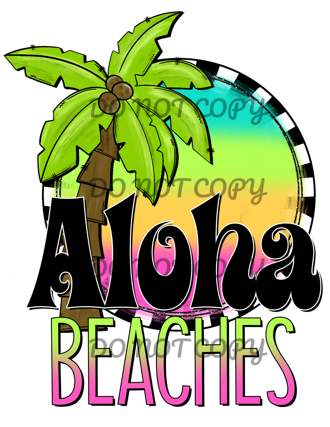 Aloha Beaches Palm Tree Sublimation Transfer