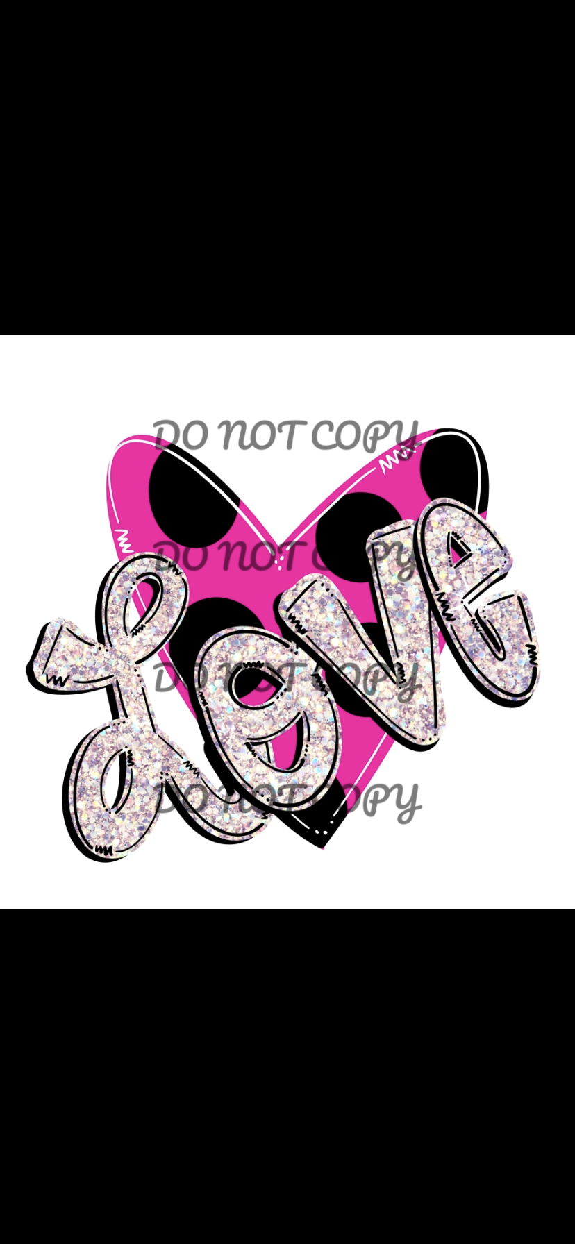 Glitter Love Pink Polka Dot Heart Sublimation Transfer