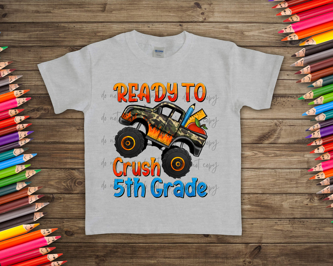 Ready To Crush 5th Grade Camo Orange Truck TRANSFER