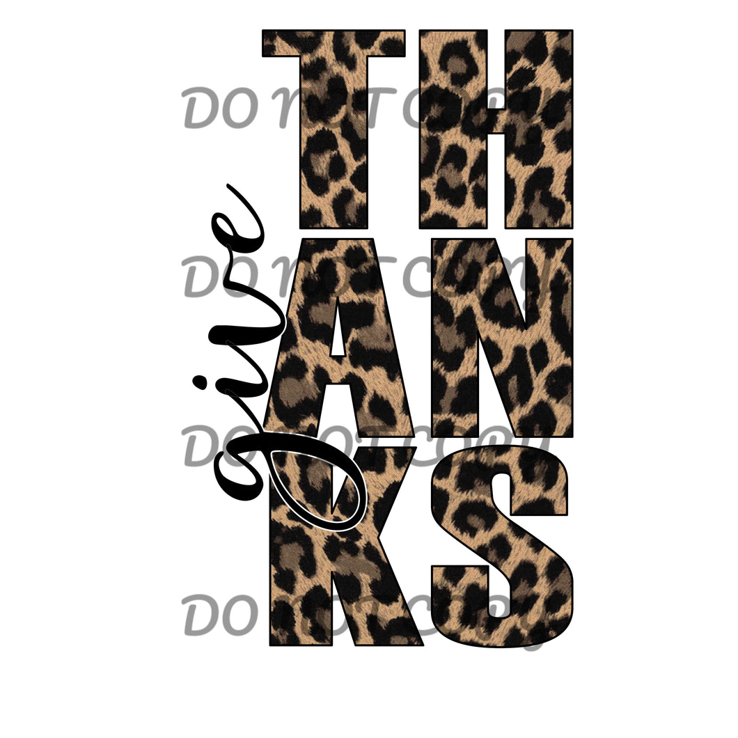 Leopard Give Thanks Sublimation Transfer