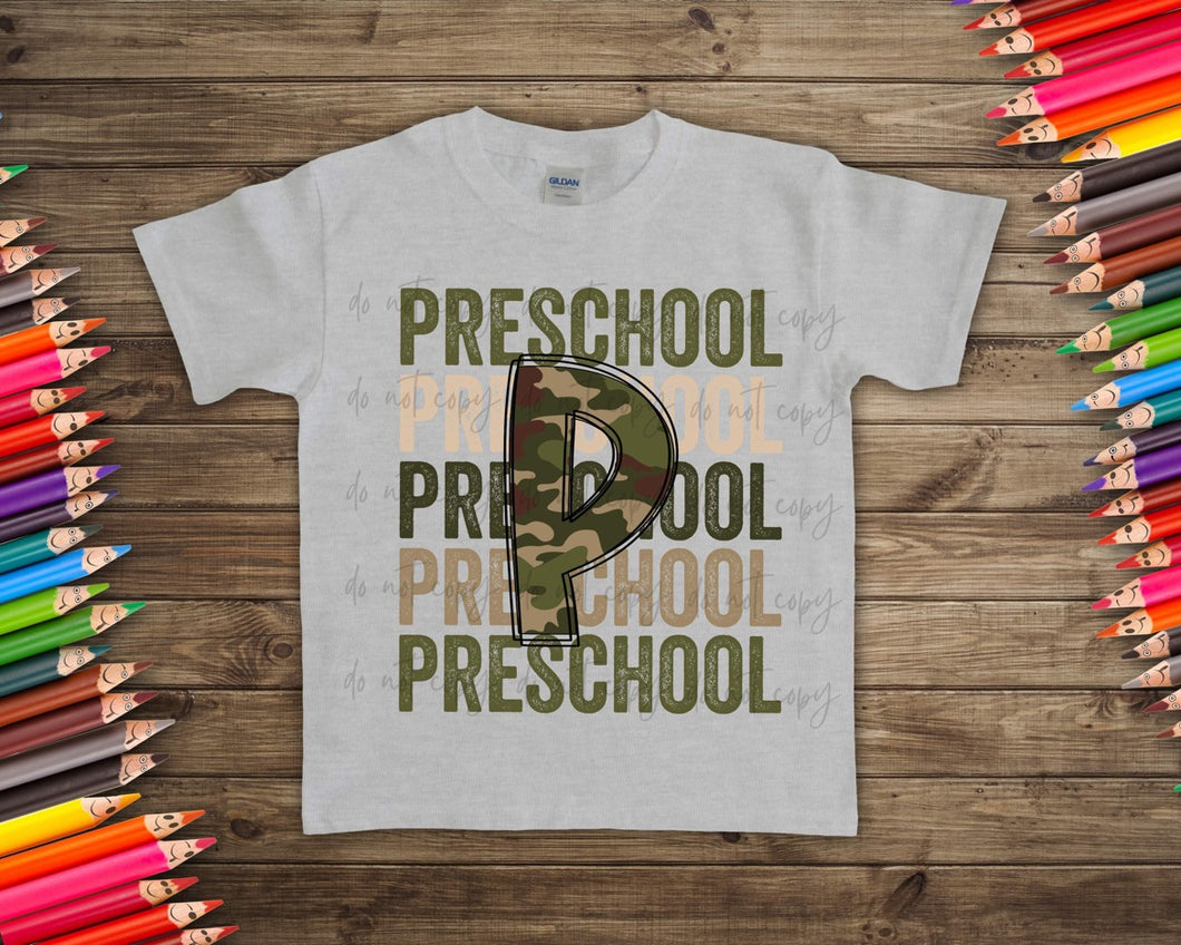 Preschool Camo Stacked TRANSFER