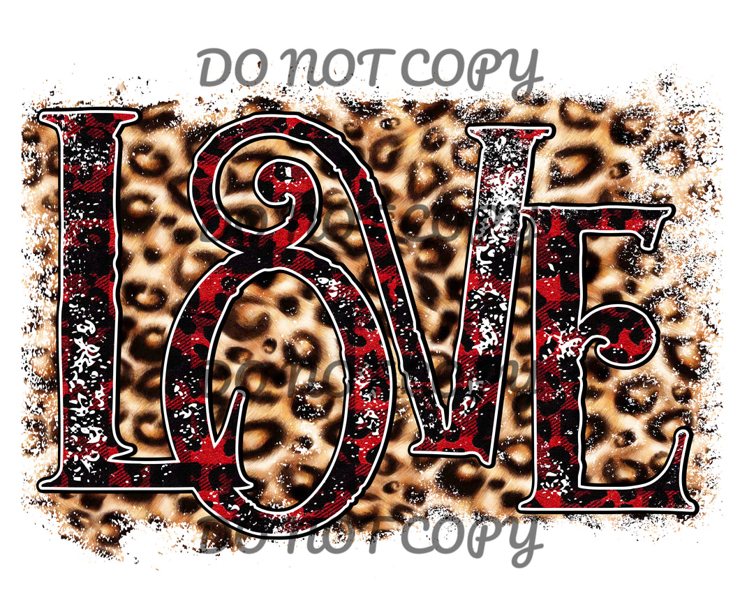 Leopard Red Plaid Love Sublimation Transfer