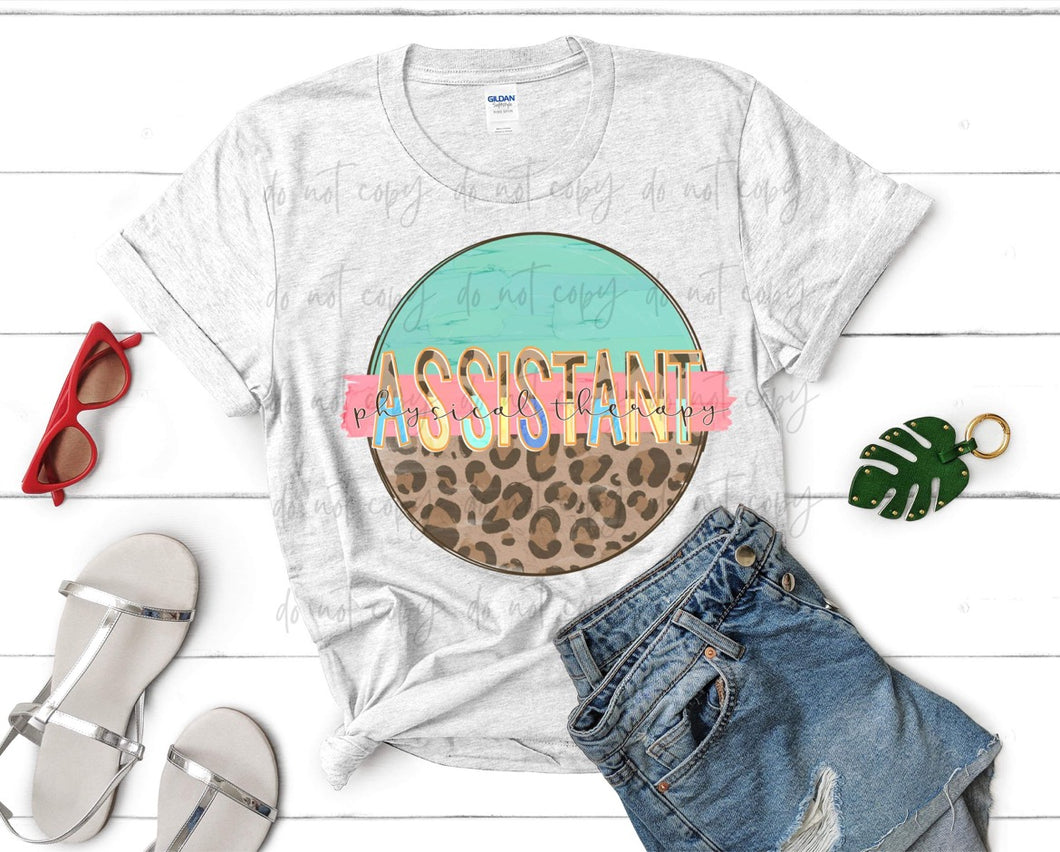 Physical Therapy Assistant Leopard Color Circle TRANSFER