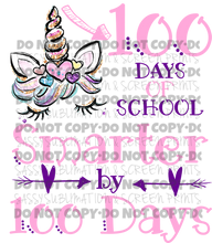 Load image into Gallery viewer, 100 Days Of School Unicorn TRANSFER
