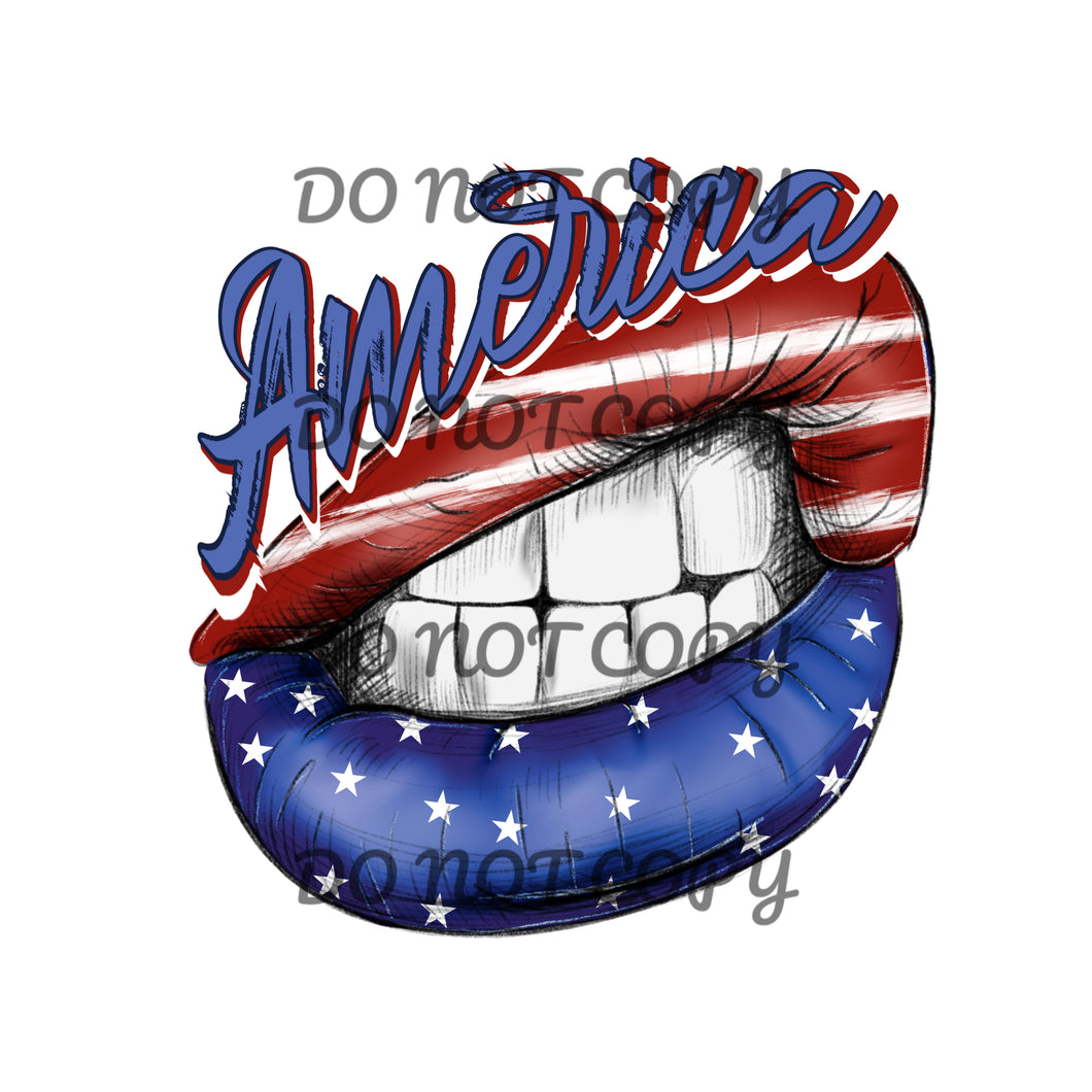 America Mouth 4Th of July Sublimation Transfer
