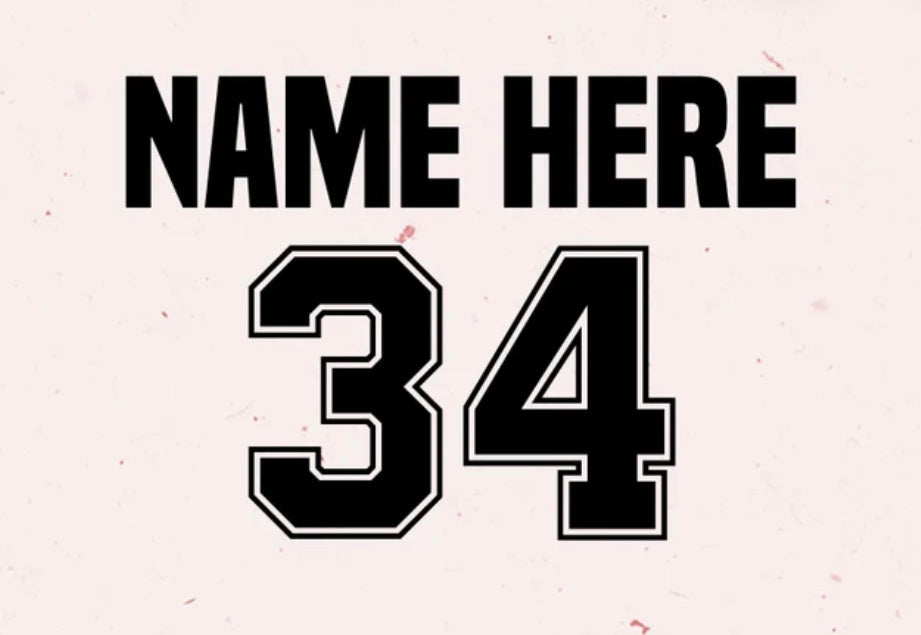 Sports Name/Number CUSTOMIZED DTF TRANSFER
