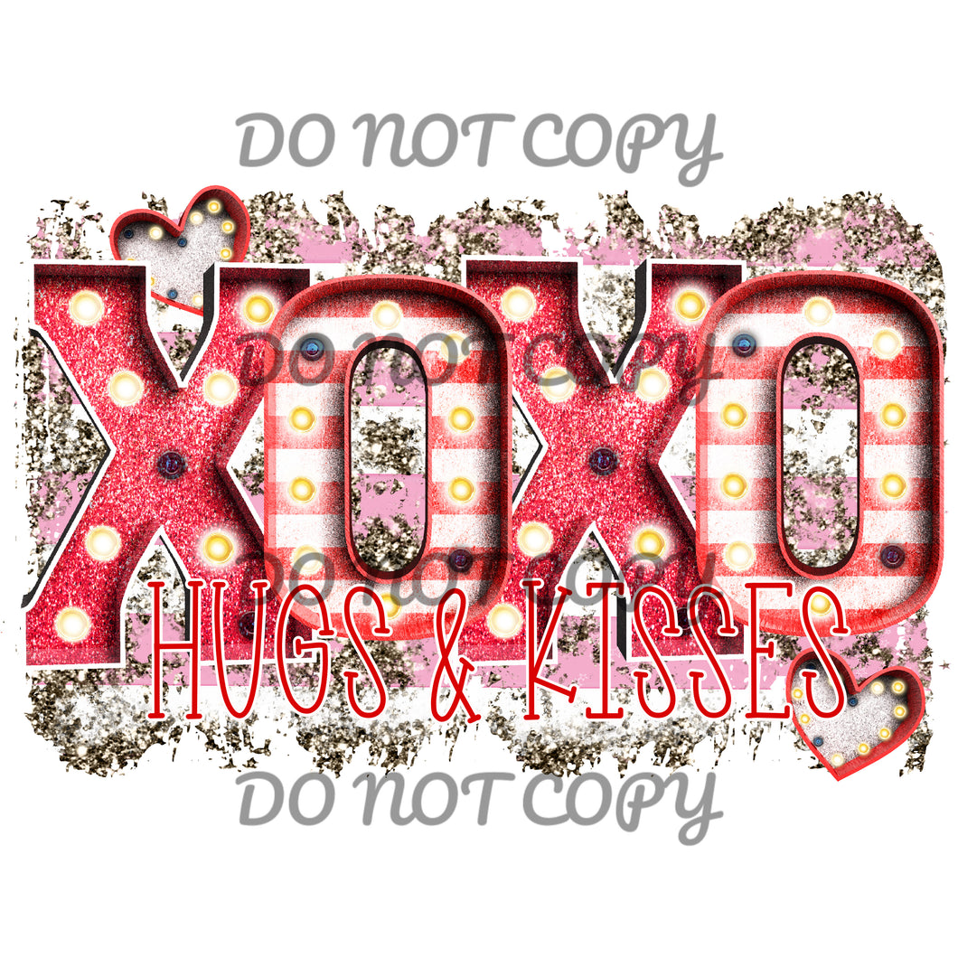 Valentines Red Pink XOXO Hugs & Kisses Sublimation Transfer