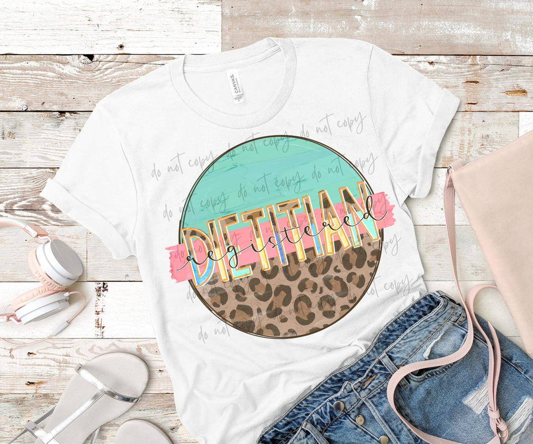 Registered Dietitian Leopard Color Circle TRANSFER
