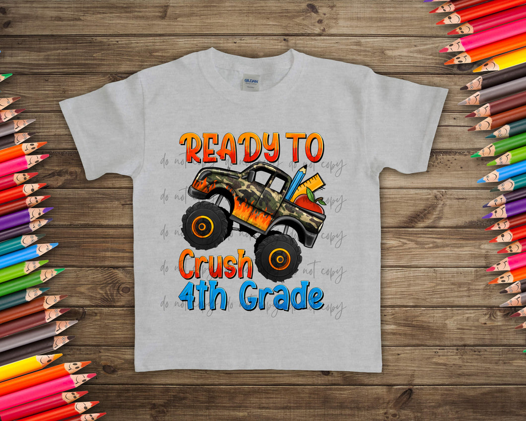 Ready To Crush 4Th Grade Camo Orange Truck TRANSFER