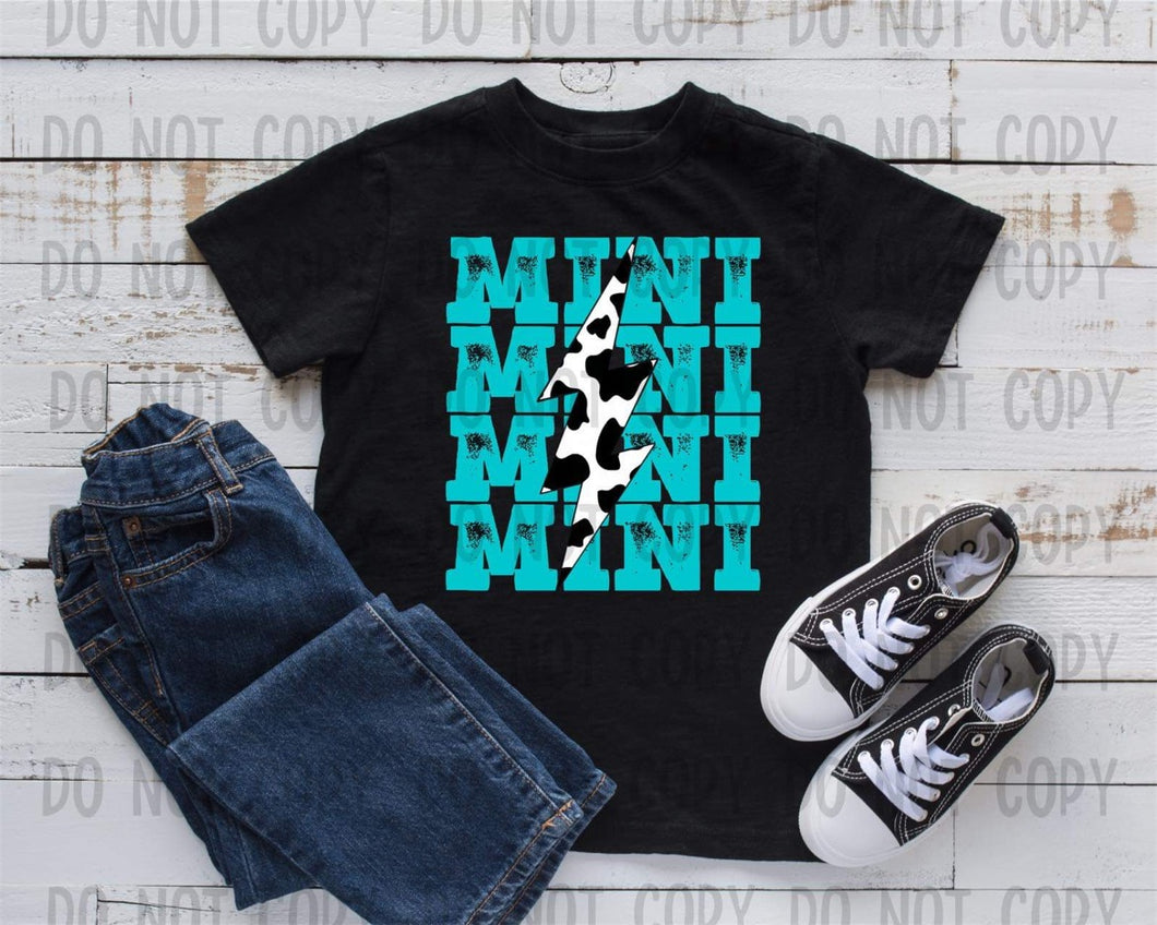 Teal Cowhide Bolt Mini Stacked TRANSFER