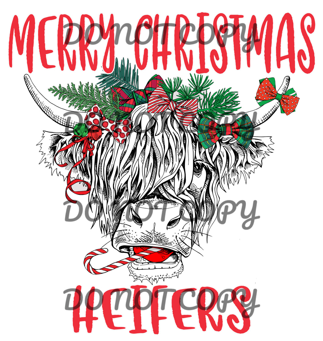 Merry Christmas Heifers Sublimation Transfer