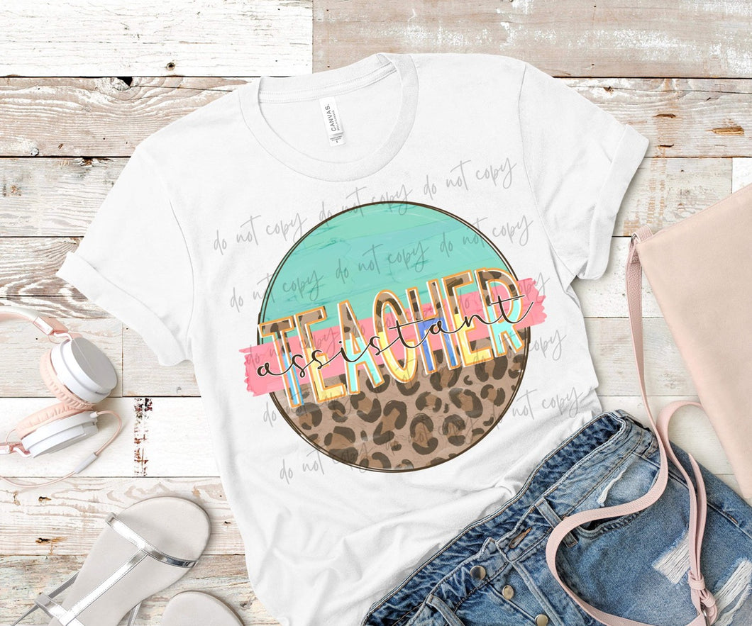 Assistant Teacher Leopard Color Circle TRANSFER