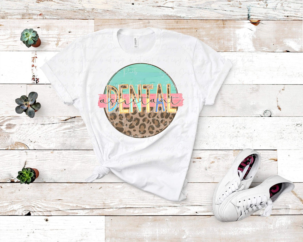 Dental Assistant Leopard Color Circle TRANSFER