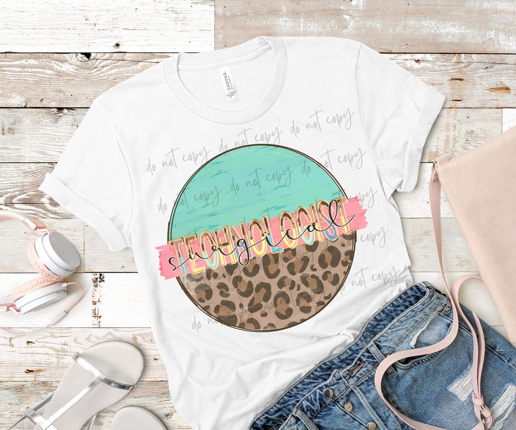 Surgical Technologist Leopard Color Circle TRANSFER