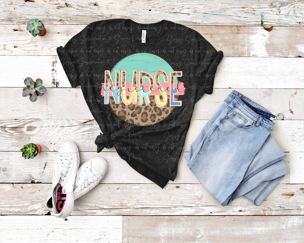 Registered Nurse Leopard Color Circle TRANSFER