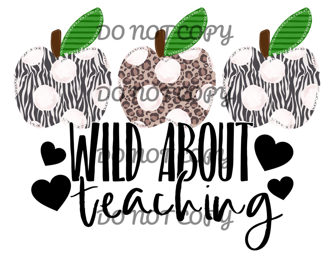 Wild About Teaching Zebra Leopard Apple Sublimation Transfer