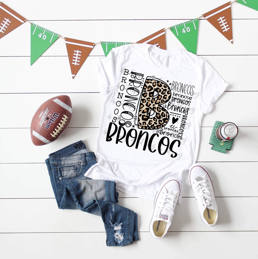 Broncos Leopard Typography TRANSFER