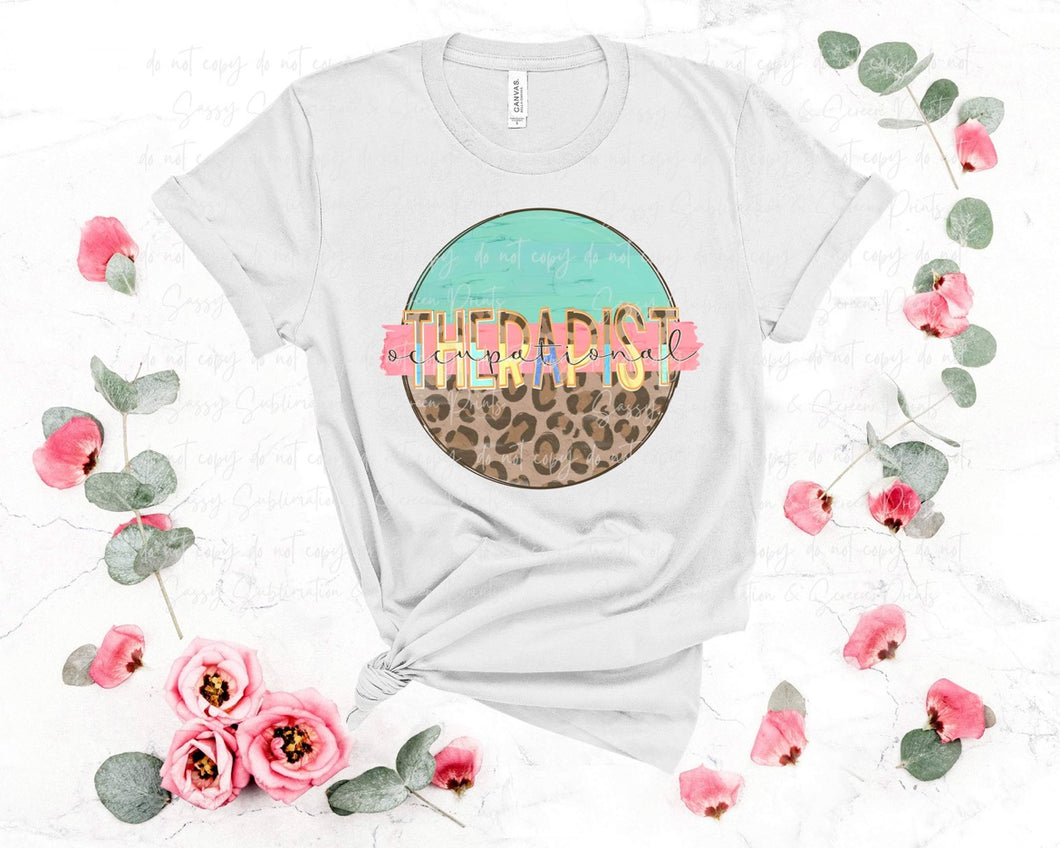 Occupational Therapist Leopard Color Circle TRANSFER