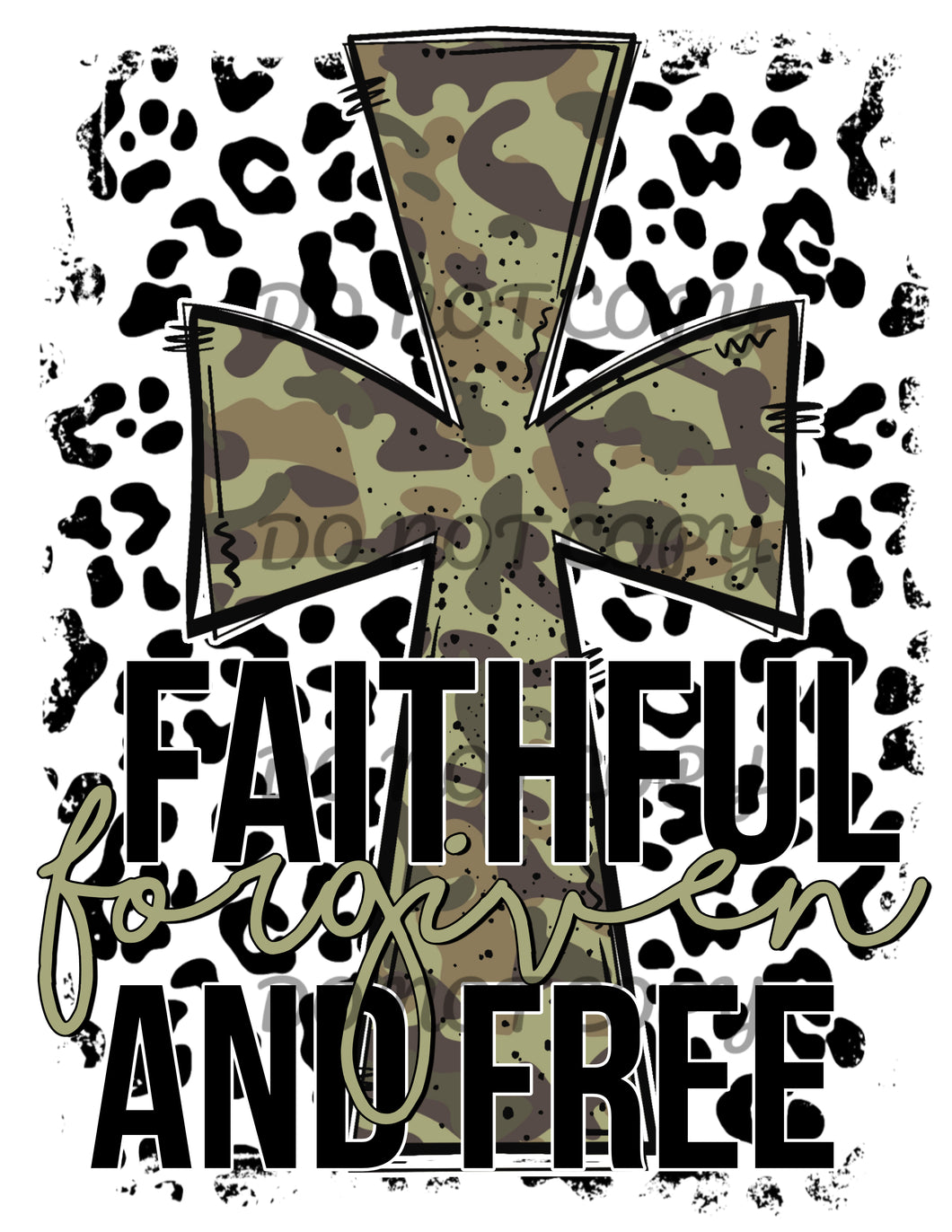 Faithful Forgiven Free Camo Cross Sublimation Transfer