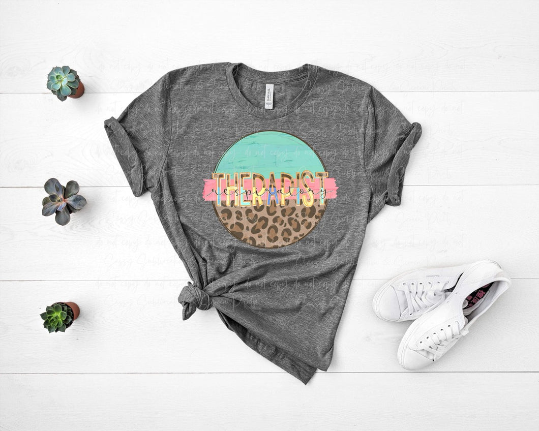 Respiratory Therapist Leopard Color Circle TRANSFER