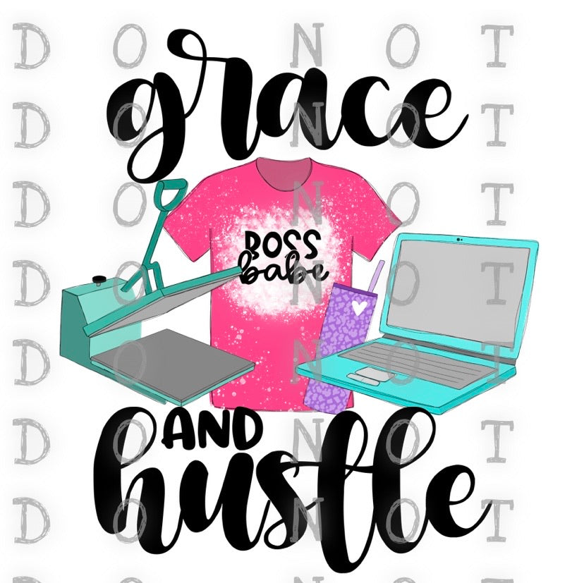 Grace and Hustle Crafter Sublimation Transfer