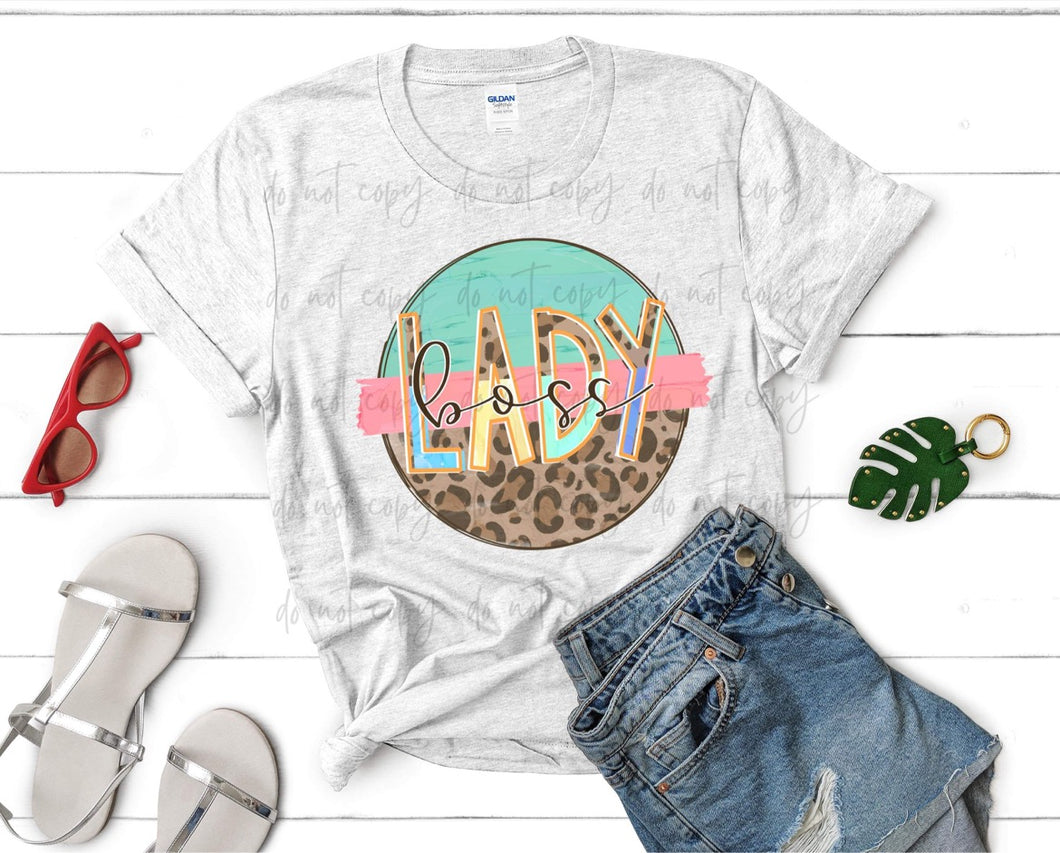 Boss Lady Leopard Color Circle TRANSFER