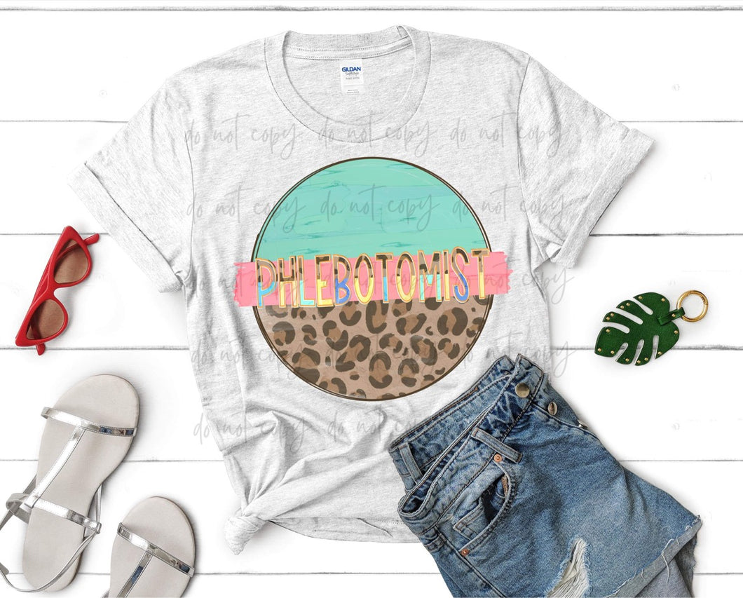 Phlebotomist Leopard Color Circle TRANSFER