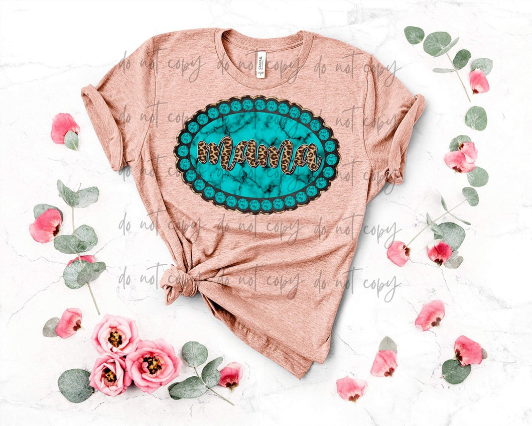 Turquoise Leopard Mama TRANSFER