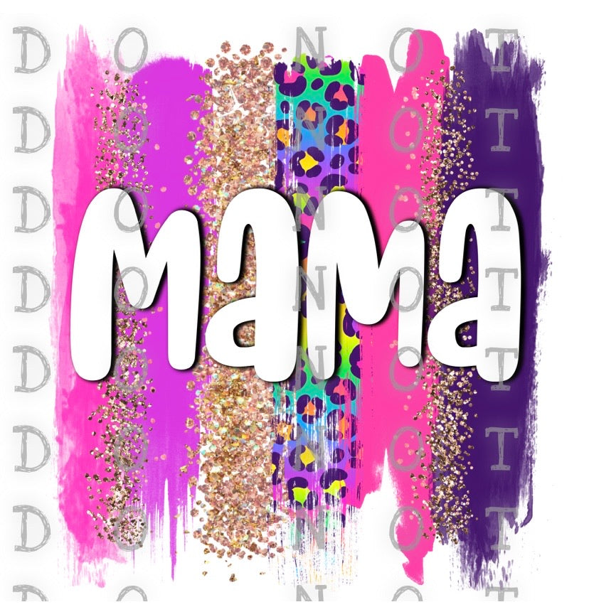 Pink Gold Leopard Mama Brush Sublimation Transfer